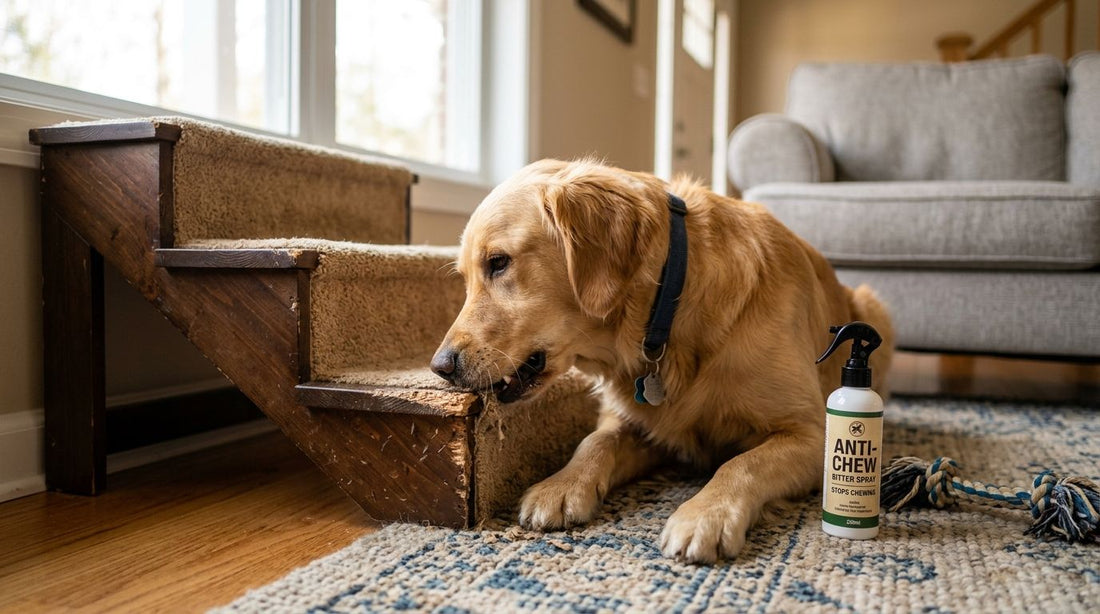 How to stop a dog from chewing on pet stairs