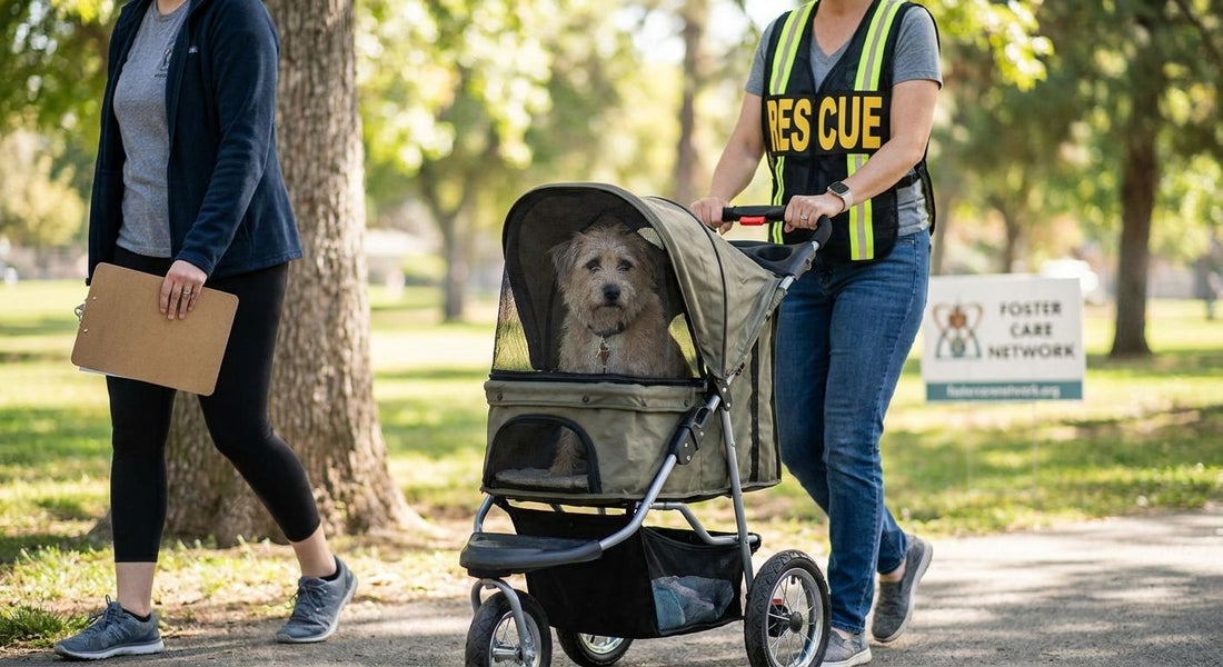 Dog strollers for foster dog transport and rescue work