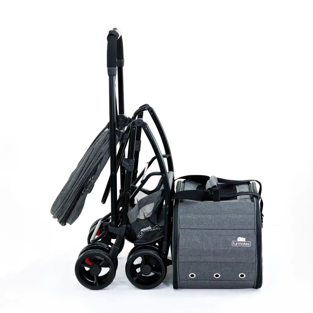 Walky pet stroller folded for storage